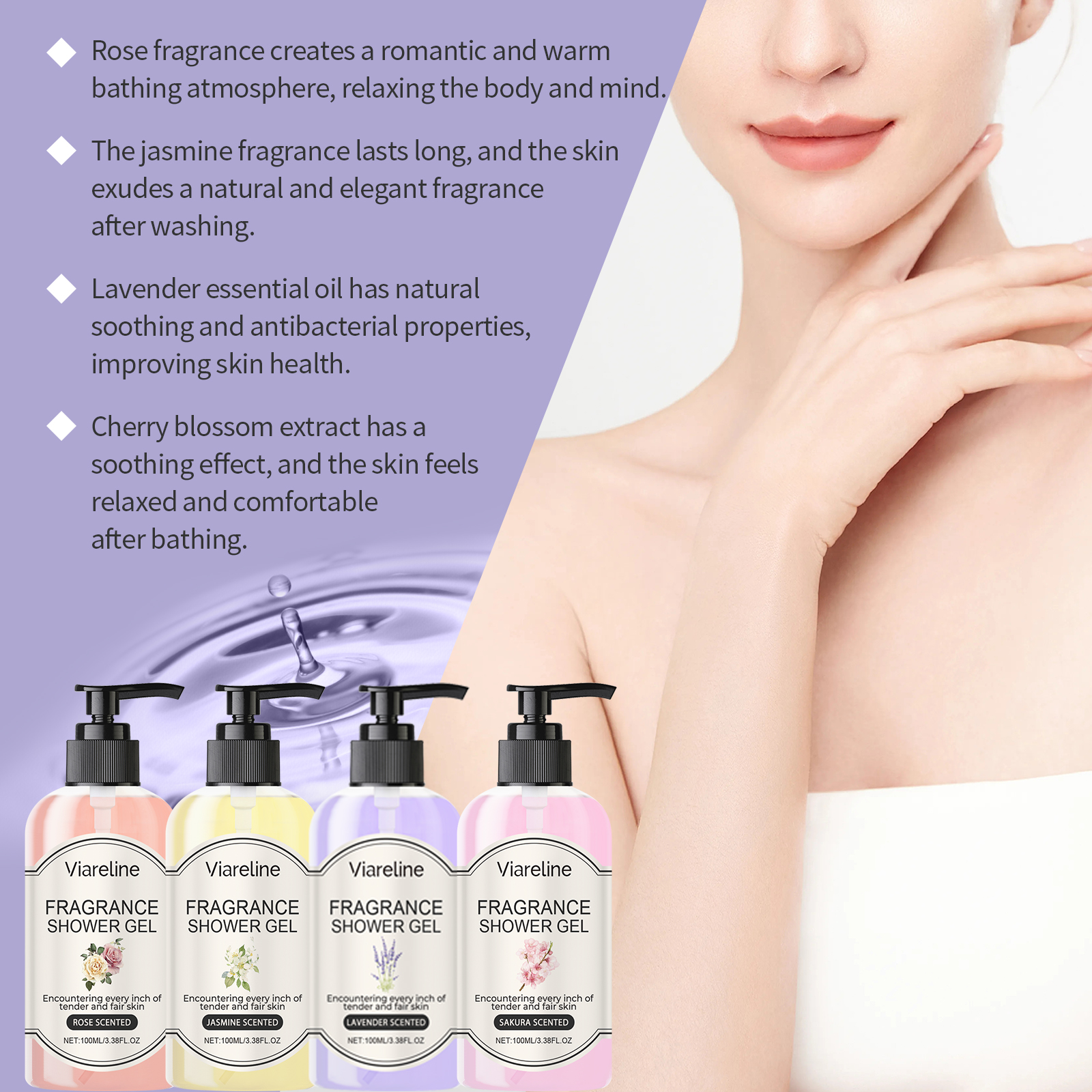Fragrant Body Wash (Rose Scent) Moisturize And Moisturize Skin To Improve Dry Women's Body Wash - Image 3