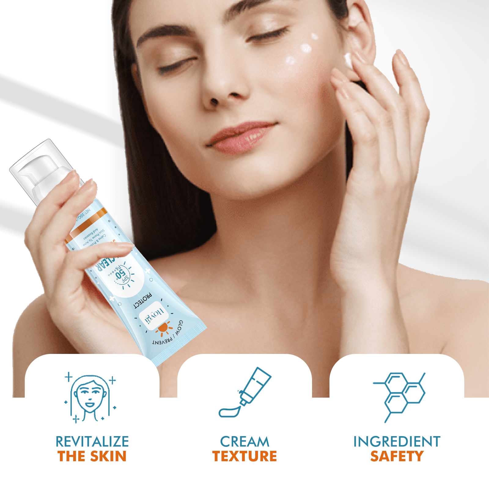 Hoygi UV Clear Sun Sunscreen, Summer Outdoor Anti-Exposure UV Moisturizes Skin Evenly Bright And Not Greasy - Image 3