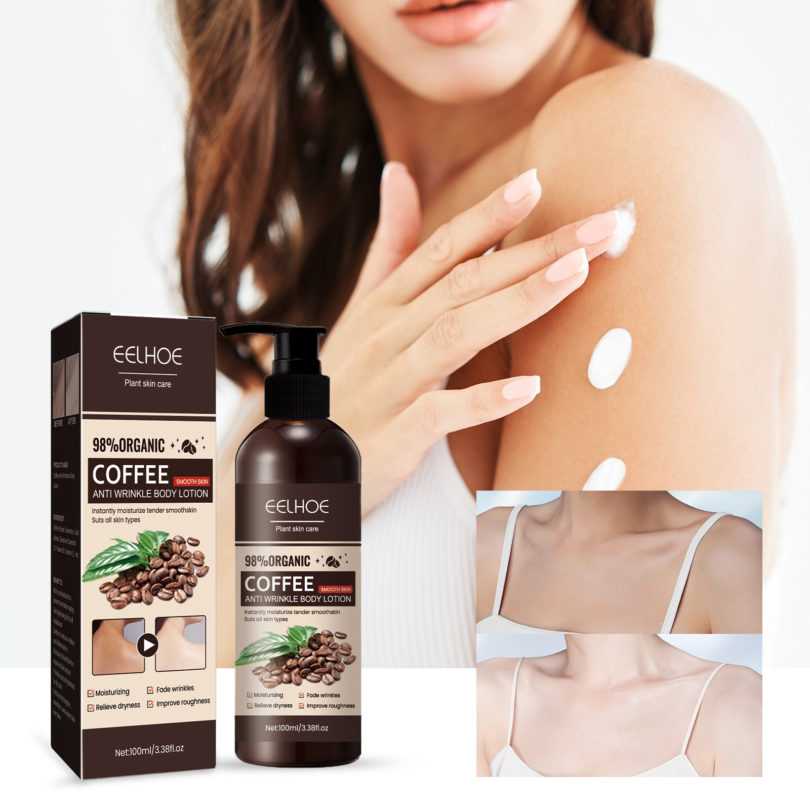 Coffee Anti-Wrinkle Body Lotion Refreshing, Delicate, Brightening And Repairing Dry Skin Body Lotion - Image 3