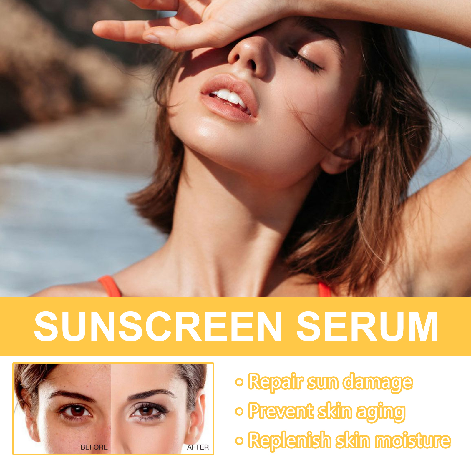 Sunscreen Serum, Outdoor Protection Brightening Skin Hydrating Non-Greasy Moisturizing Skin Protection Serum - Image 5