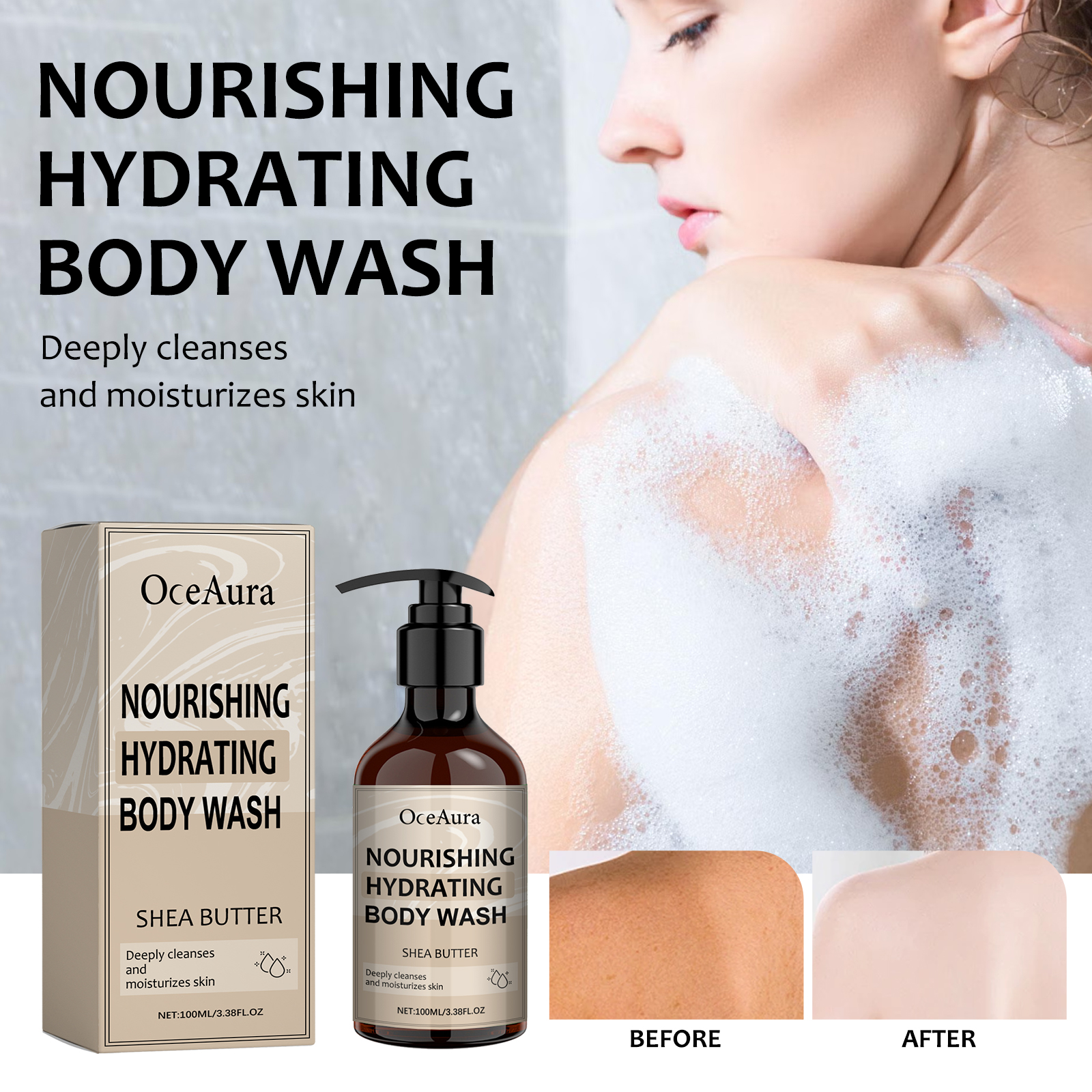 Nourishing Hydrating Body Wash, Body Skin Firming Clean Warm Shine Bright Tender Bath Dew - Image 3
