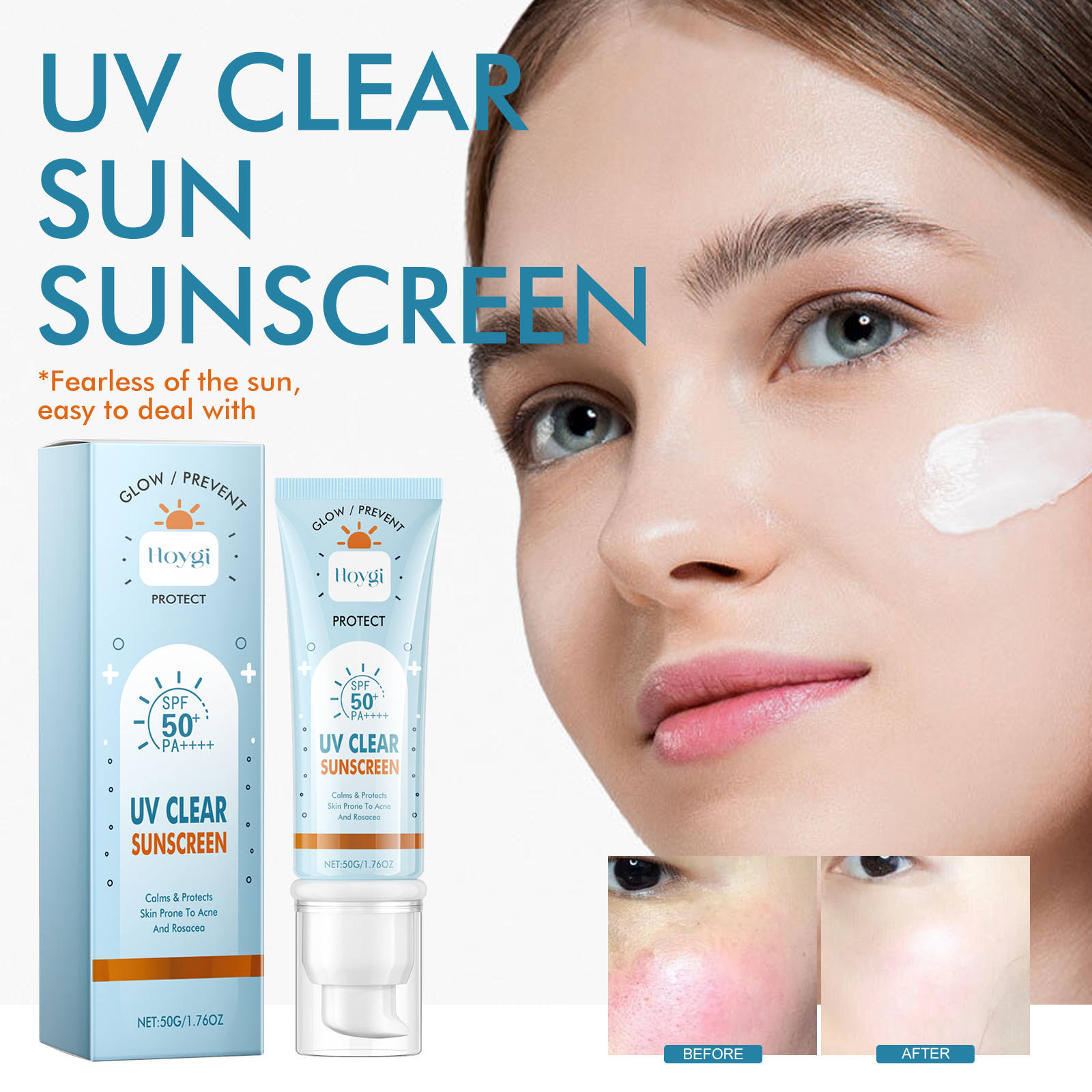 Hoygi UV Clear Sun Sunscreen, Summer Outdoor Anti-Exposure UV Moisturizes Skin Evenly Bright And Not Greasy - Image 2