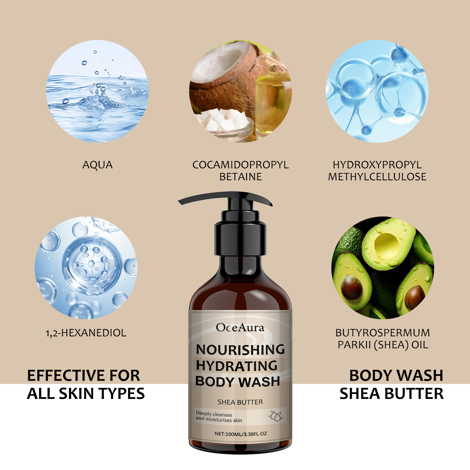 Nourishing Hydrating Body Wash, Body Skin Firming Clean Warm Shine Bright Tender Bath Dew - Image 6